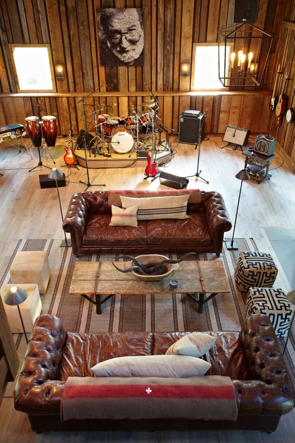 A warm room with rugs and instruments